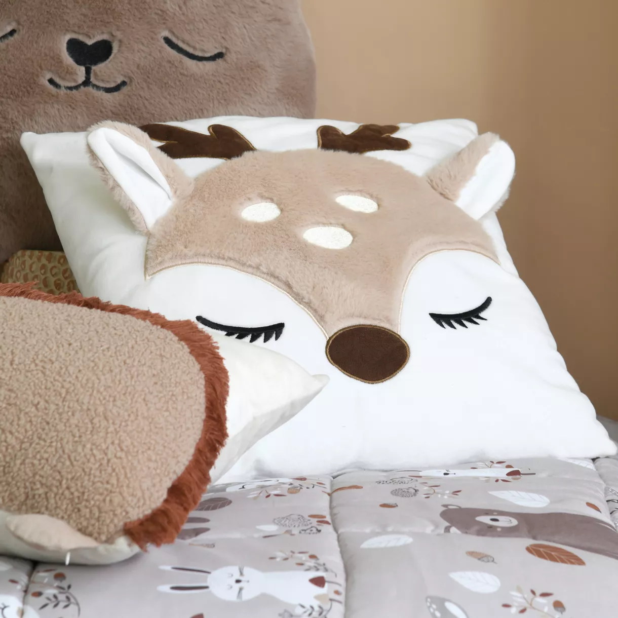 eminza Coussin enfant carré (40 x 40 cm) Gabin Beige
