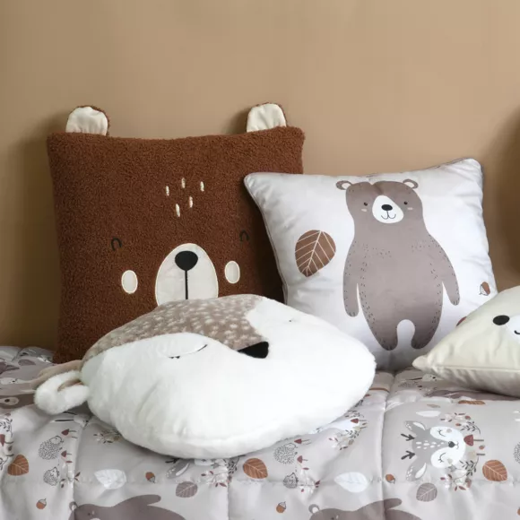 Eminza Coussin Enfant Carré (40 X 40 Cm) Gabin Taupe