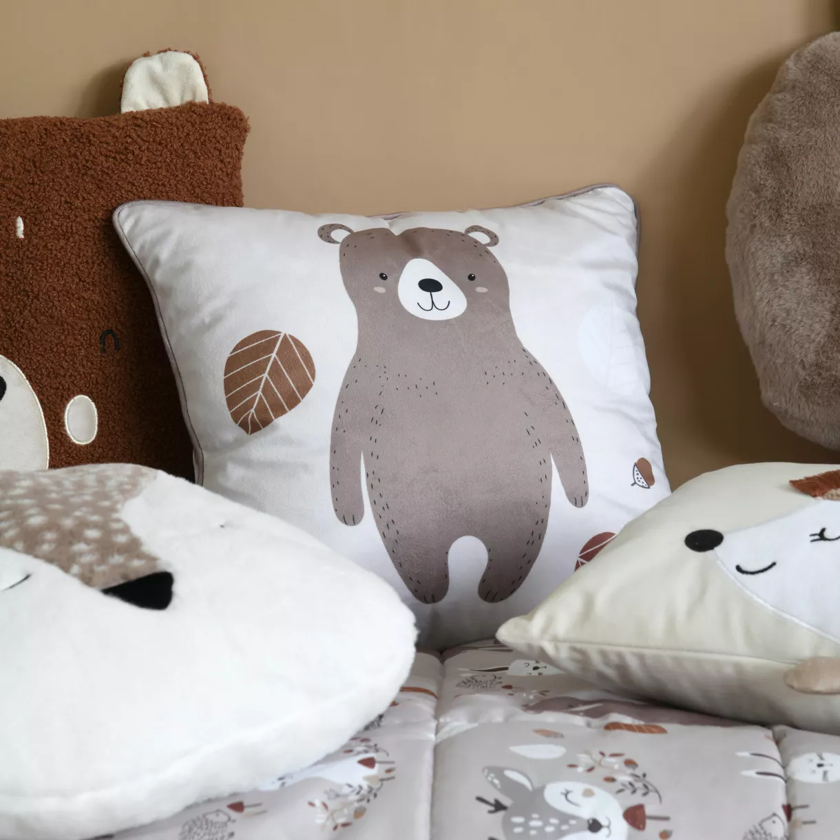 eminza Coussin enfant carré (40 x 40 cm) Gabin Taupe