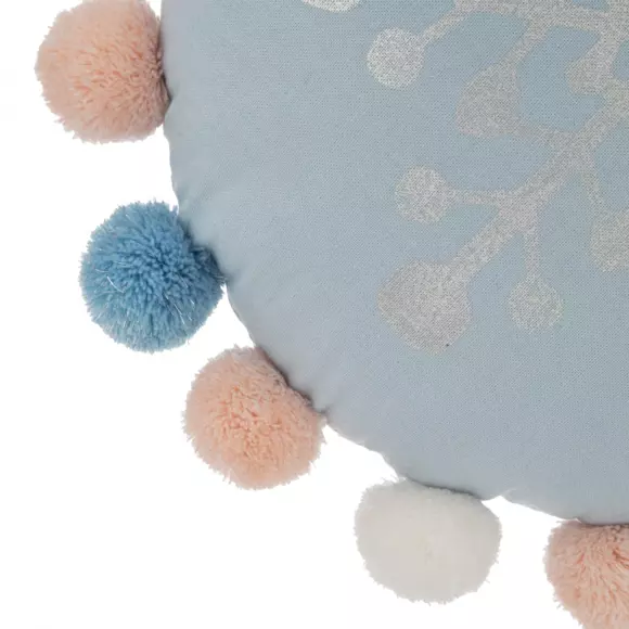 Eminza Coussin Rond Enfant (35 Cm) Hiver Bleu