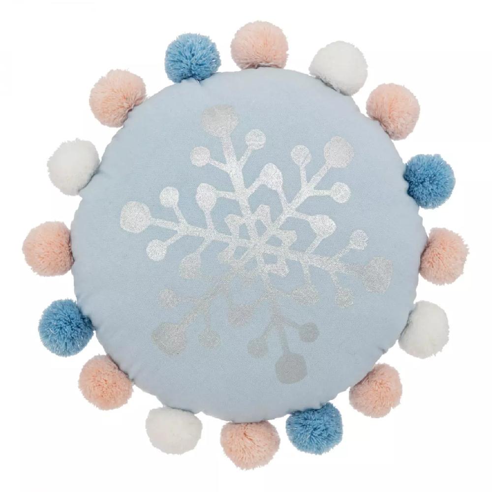 eminza Coussin rond enfant (35 cm) Hiver Bleu