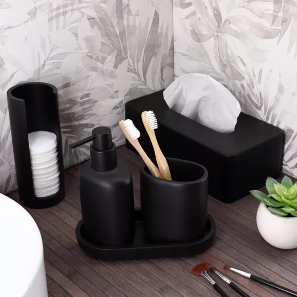 Eminza Distributeur à Cotons (H17 Cm) Japandi Noir