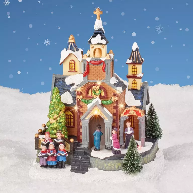 eminza Église illuminée à piles Chorale