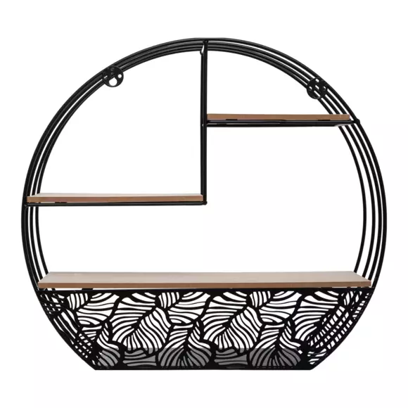 Eminza Etagère Déco Ronde Métal (H36 Cm) Théo Noir