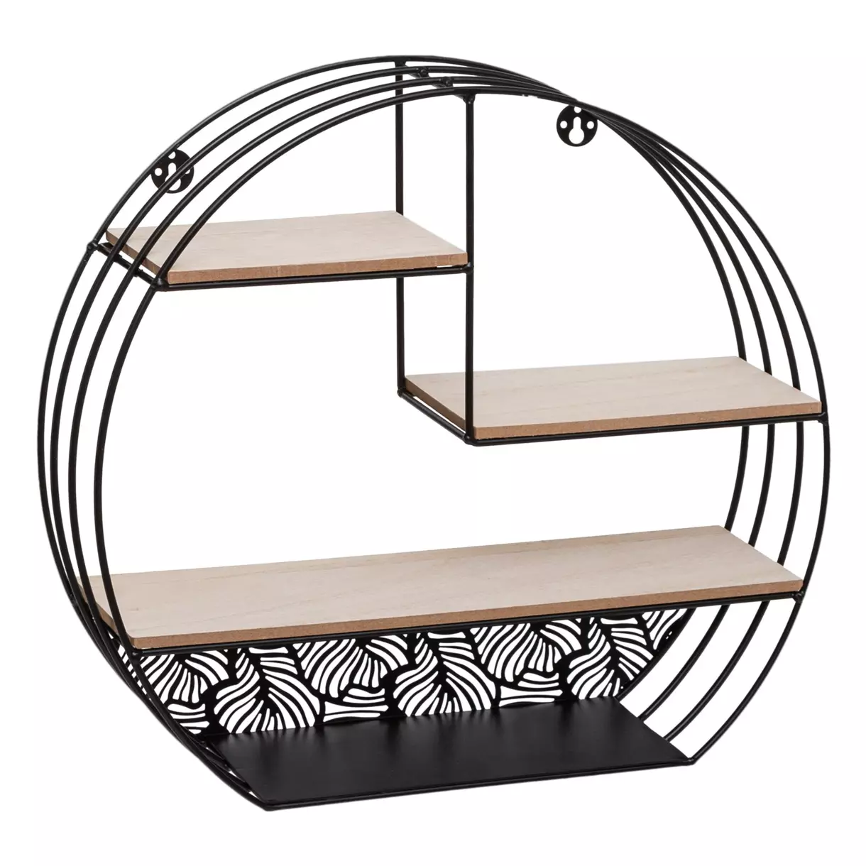 eminza Etagère déco ronde métal (H36 cm) Théo Noir