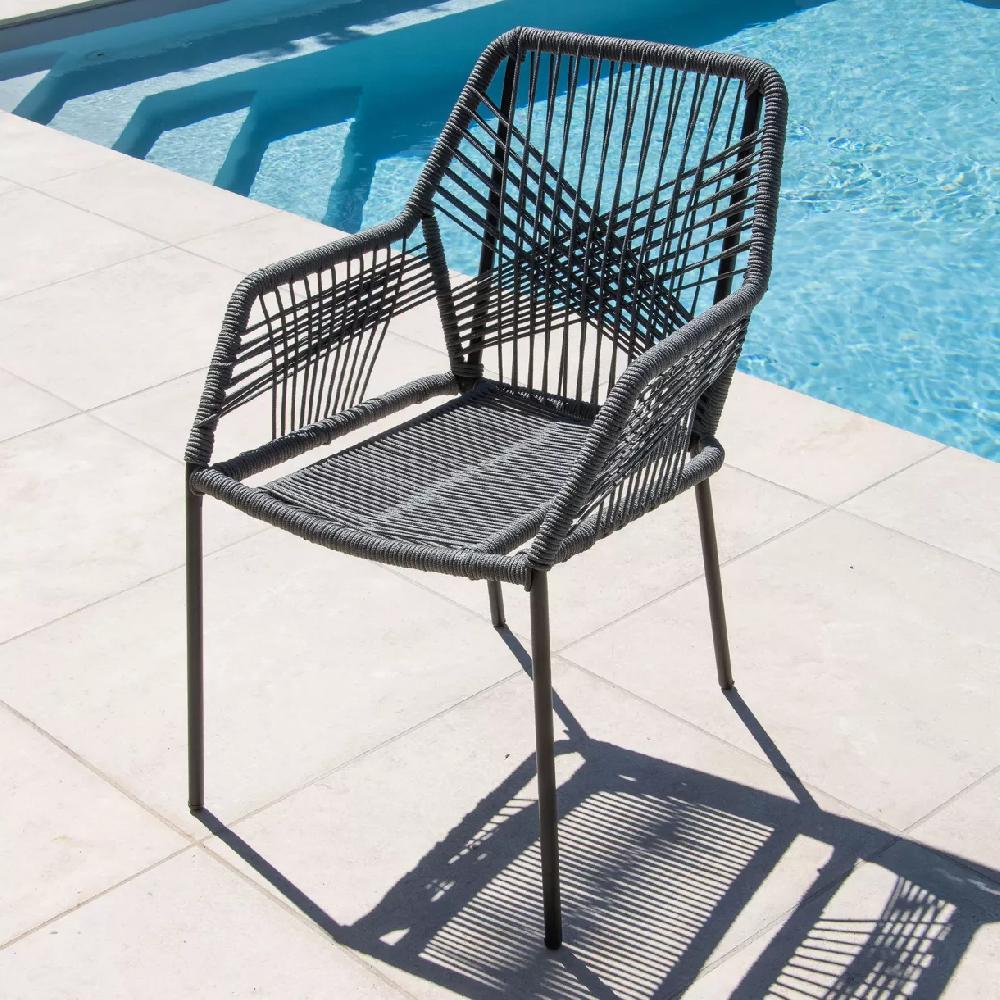 eminza Fauteuil de jardin empilable Seville - Gris