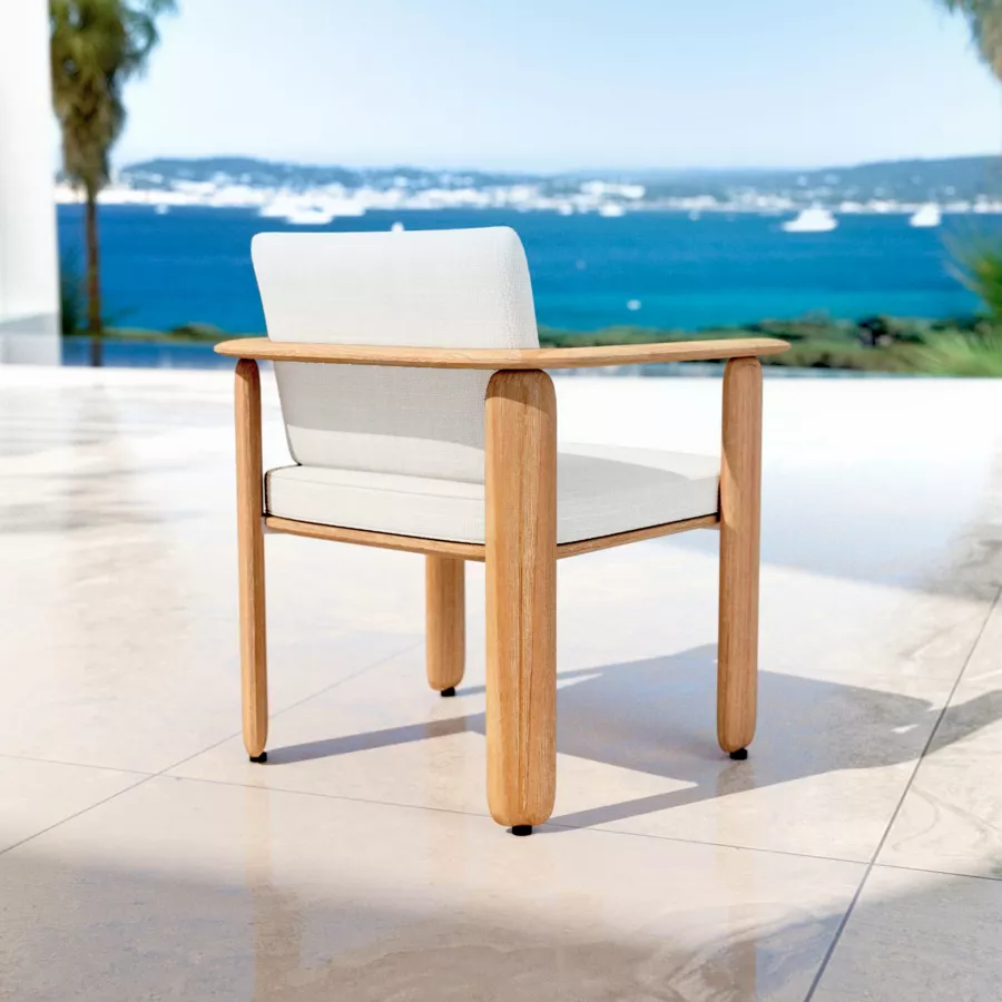 Eminza Fauteuil De Jardin En Bois Teck Java Ecru