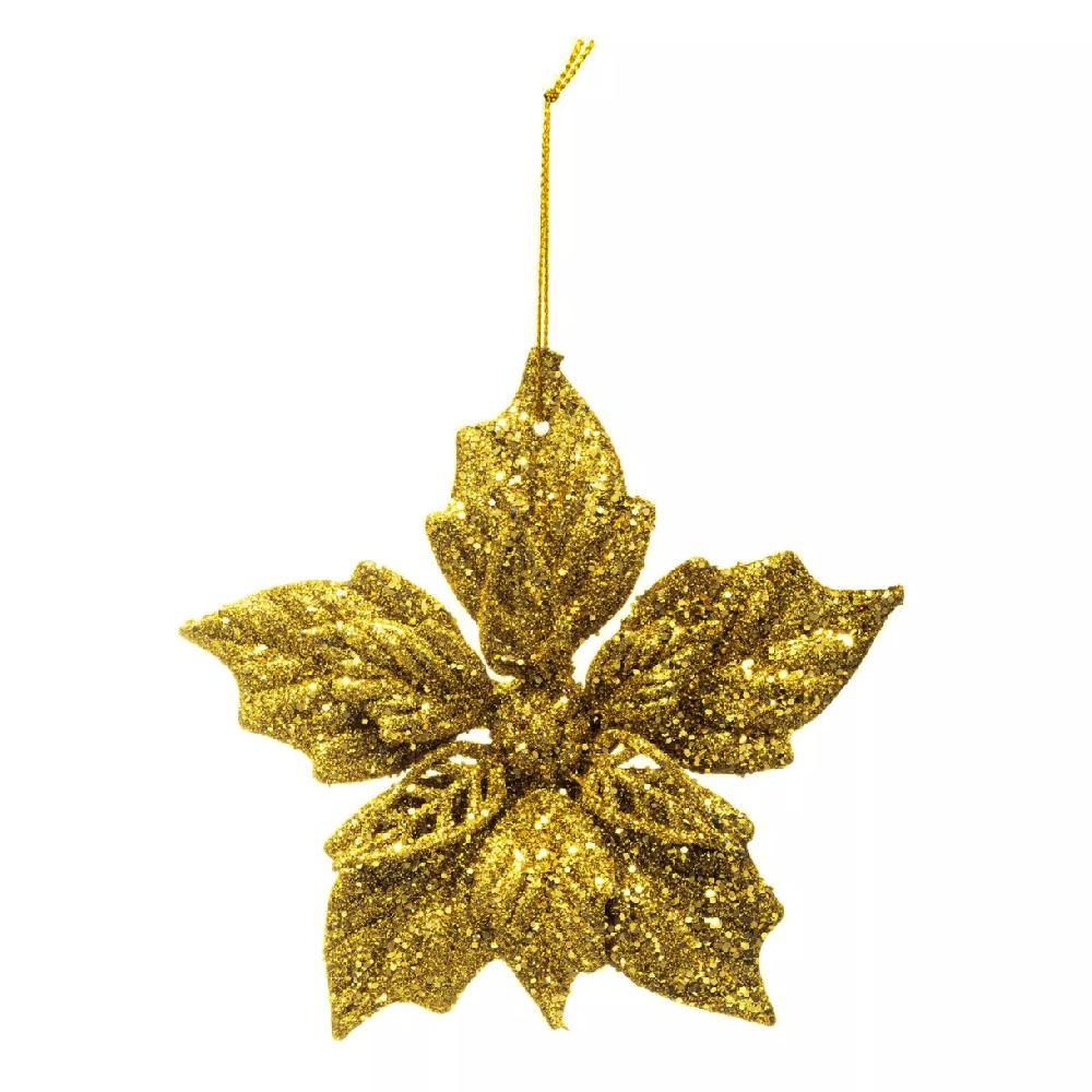 eminza Feuille à suspendre (H12 cm) Poinsettia Or