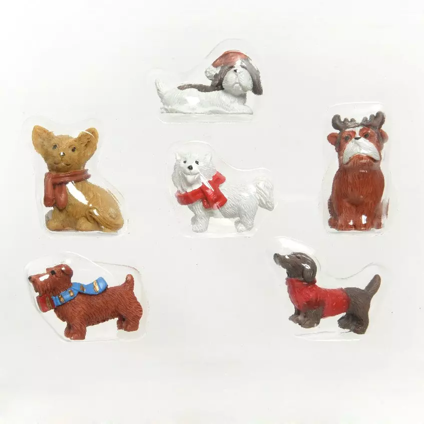 eminza Figurines chiens de noël pour village
