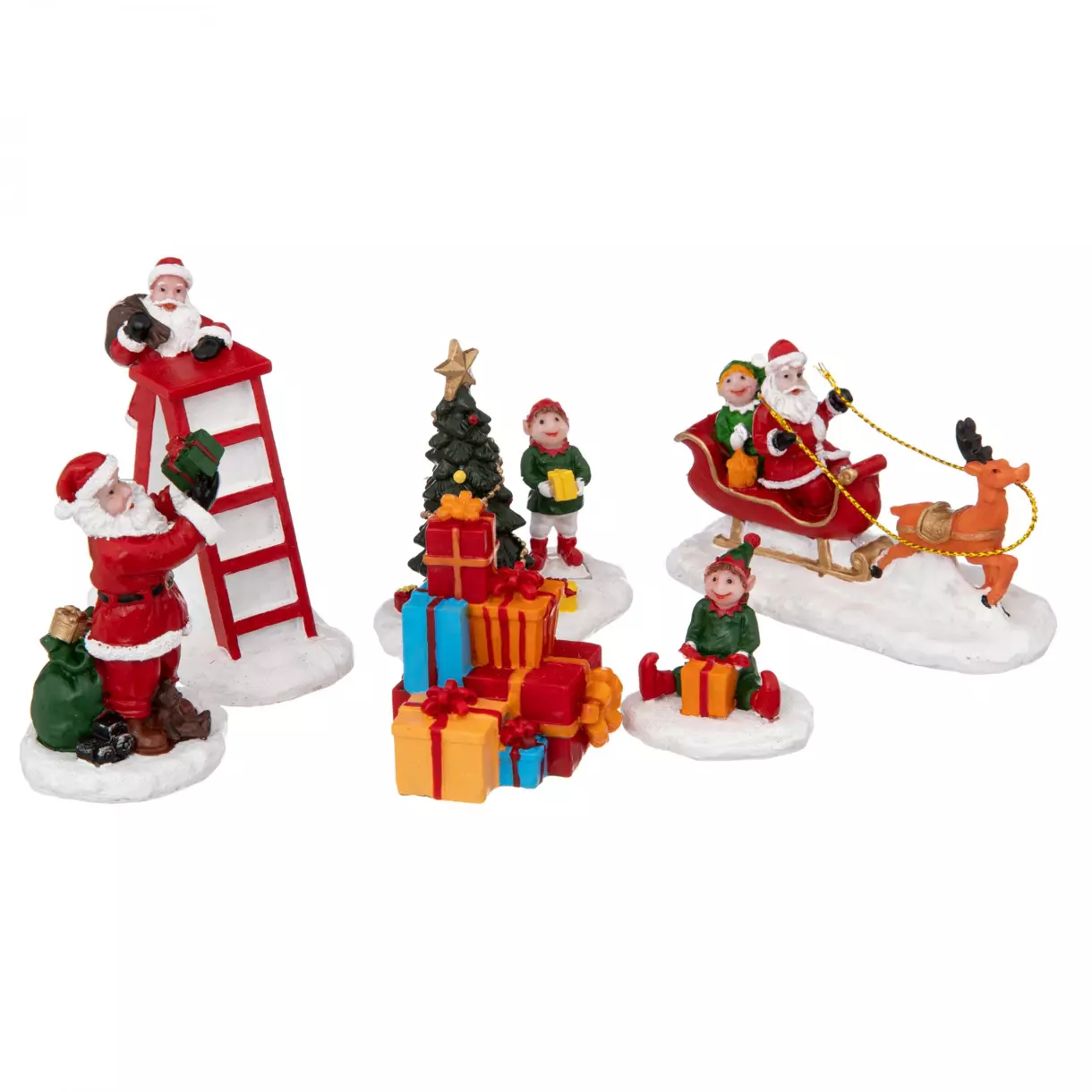 eminza Figurines Père Noël et lutins pour village