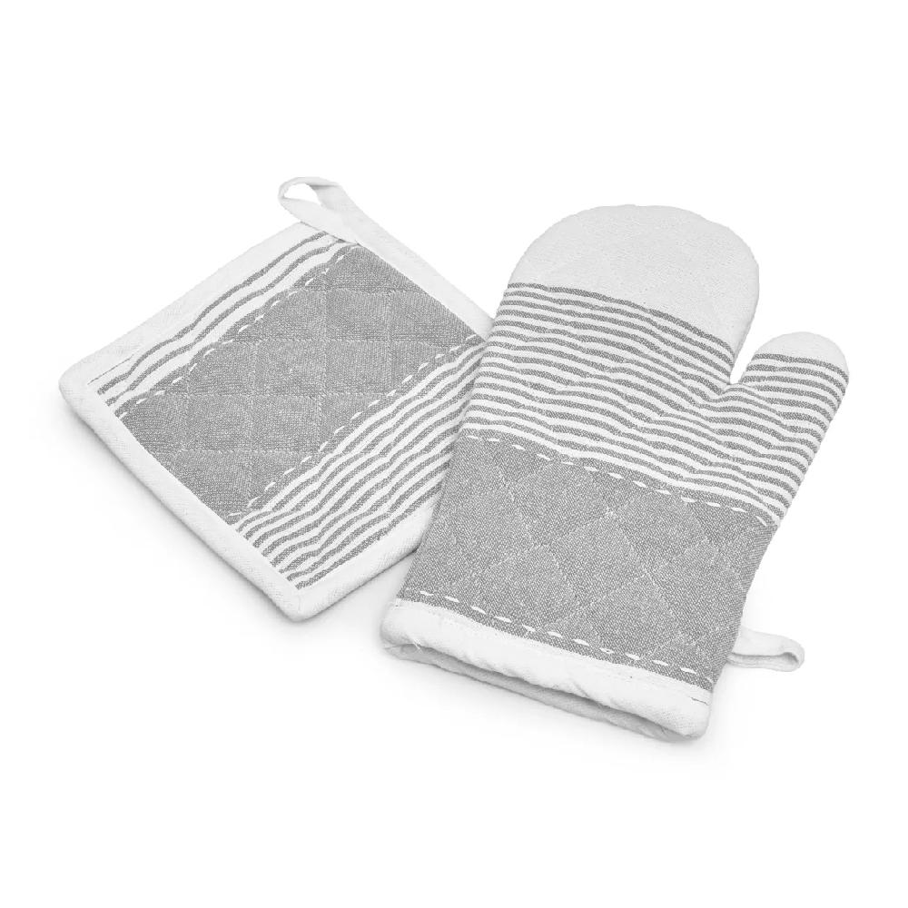 eminza Gant et manique coton tissé Iliade Blanc