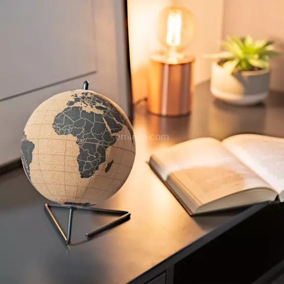 Eminza Globe Terrestre (H19 Cm) Liège Noir