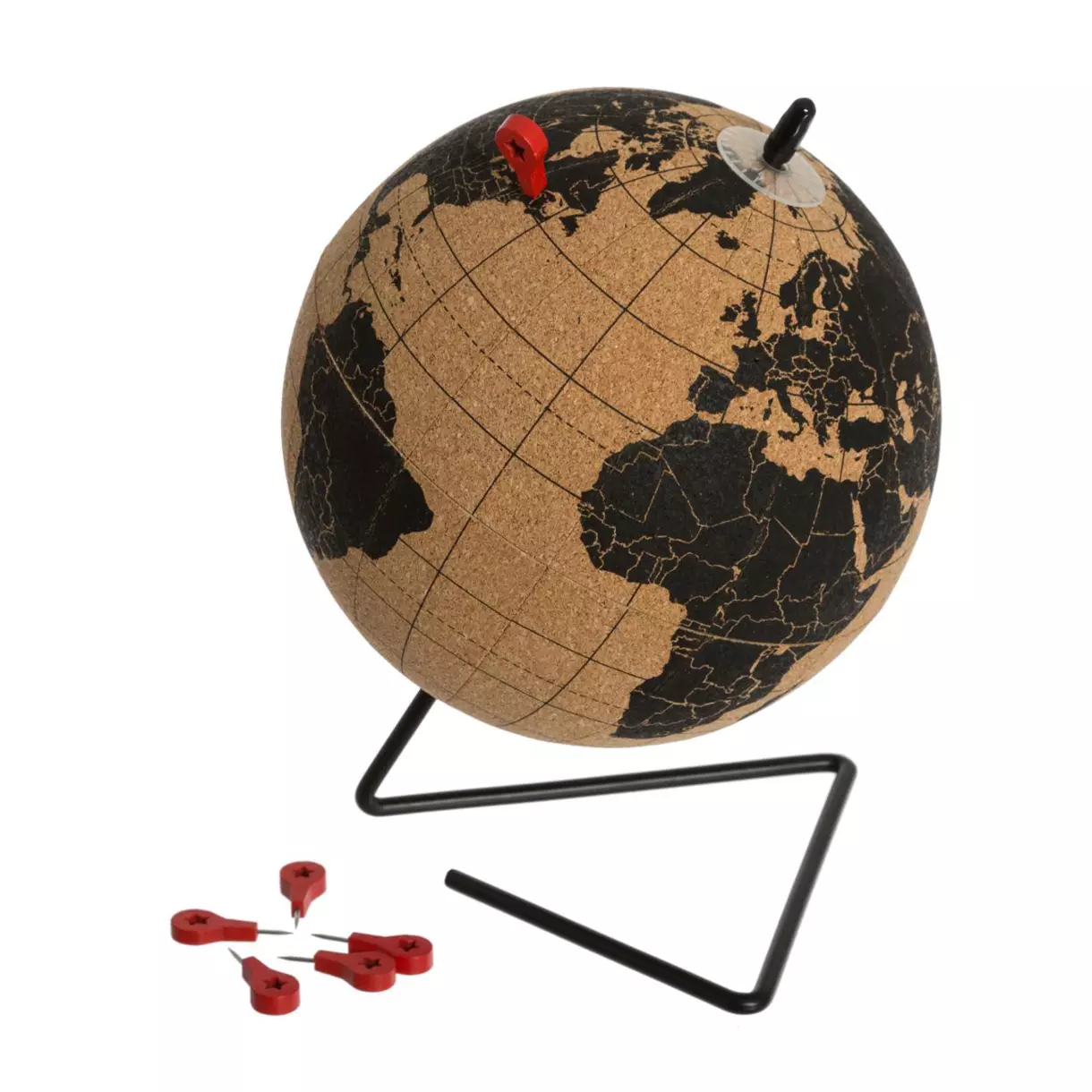 eminza Globe terrestre (H19 cm) Liège Noir