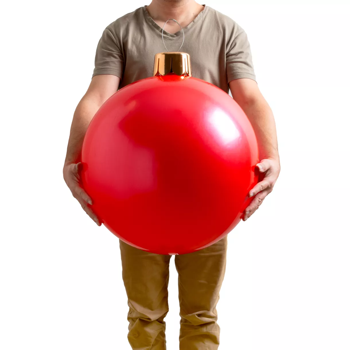 eminza Grande boule de Noël gonflable (D45 cm) Rouge