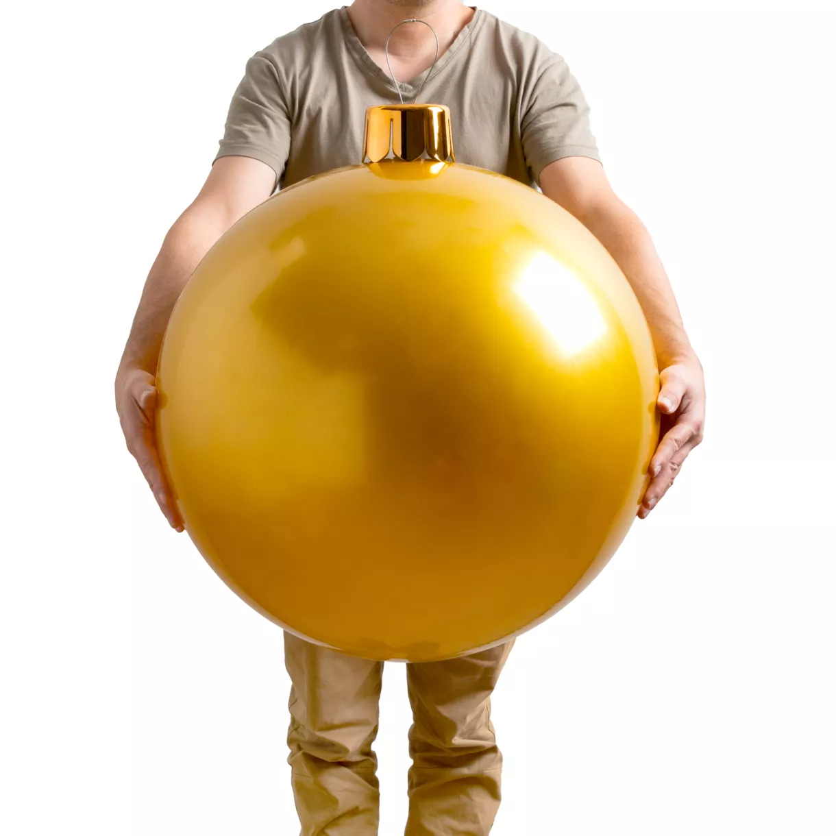 eminza Grande boule de Noël gonflable (D65 cm) Or