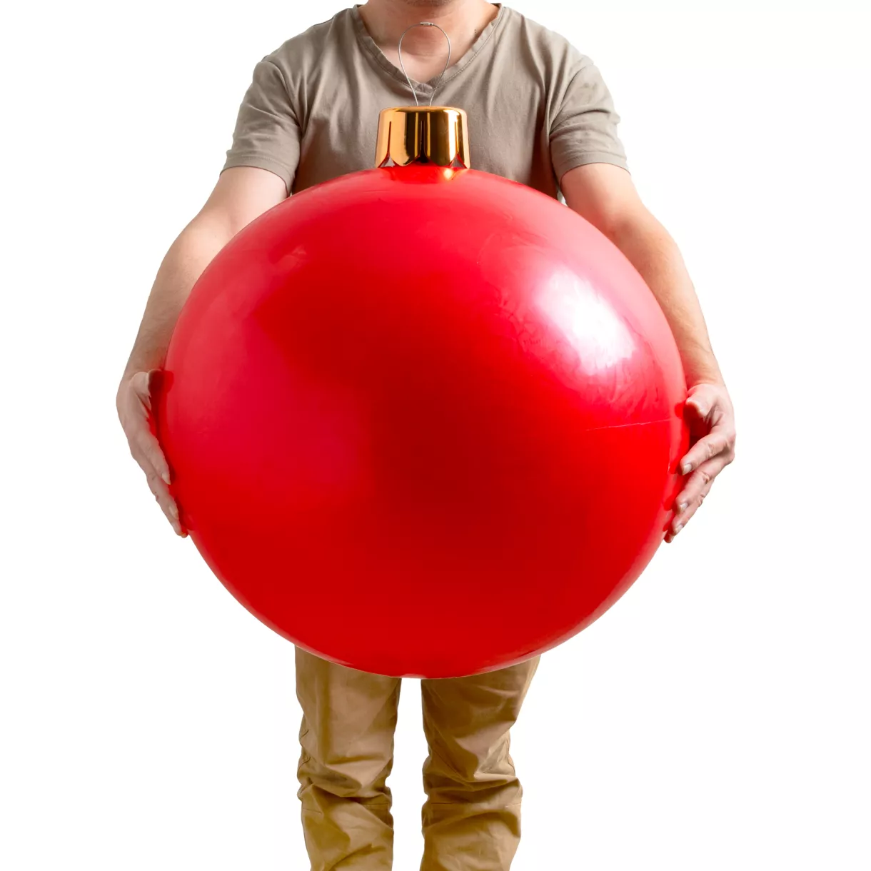 eminza Grande boule de Noël gonflable (D65 cm) Rouge