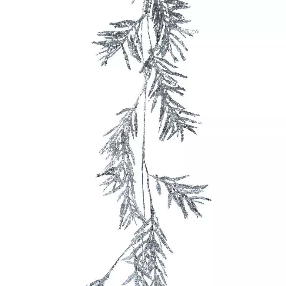 eminza Guirlande de feuille (150 cm) Glacier Argent