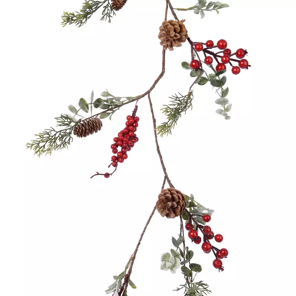 eminza Guirlande de sapin (125 cm) Baies paillettées