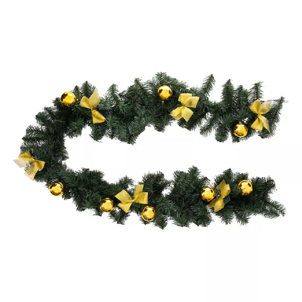 eminza Guirlande de sapin (200 cm) Noeuds luxe Or
