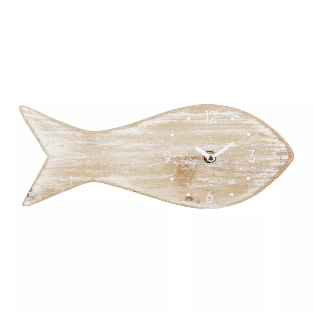 eminza Horloge murale bois (30 x 11 5 cm) Fish Beige