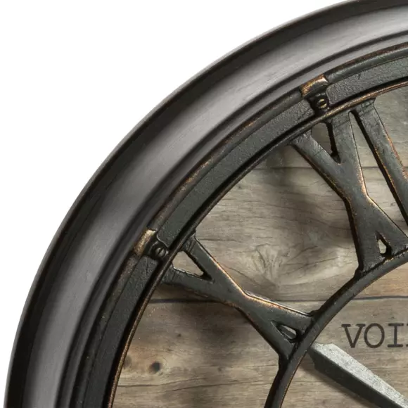 Eminza Horloge Murale (D21 Cm) Vintage Marron Patiné