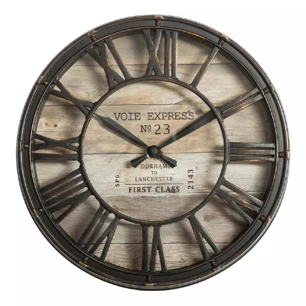 eminza Horloge murale (D21 cm) Vintage Marron patiné