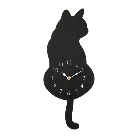 Eminza Horloge Murale Déco (H40 Cm) Chat Noir