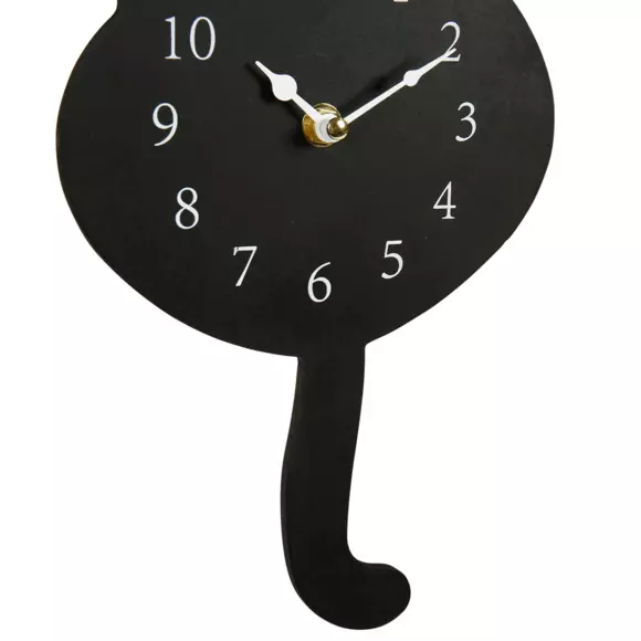 Eminza Horloge Murale Déco (H40 Cm) Chat Noir
