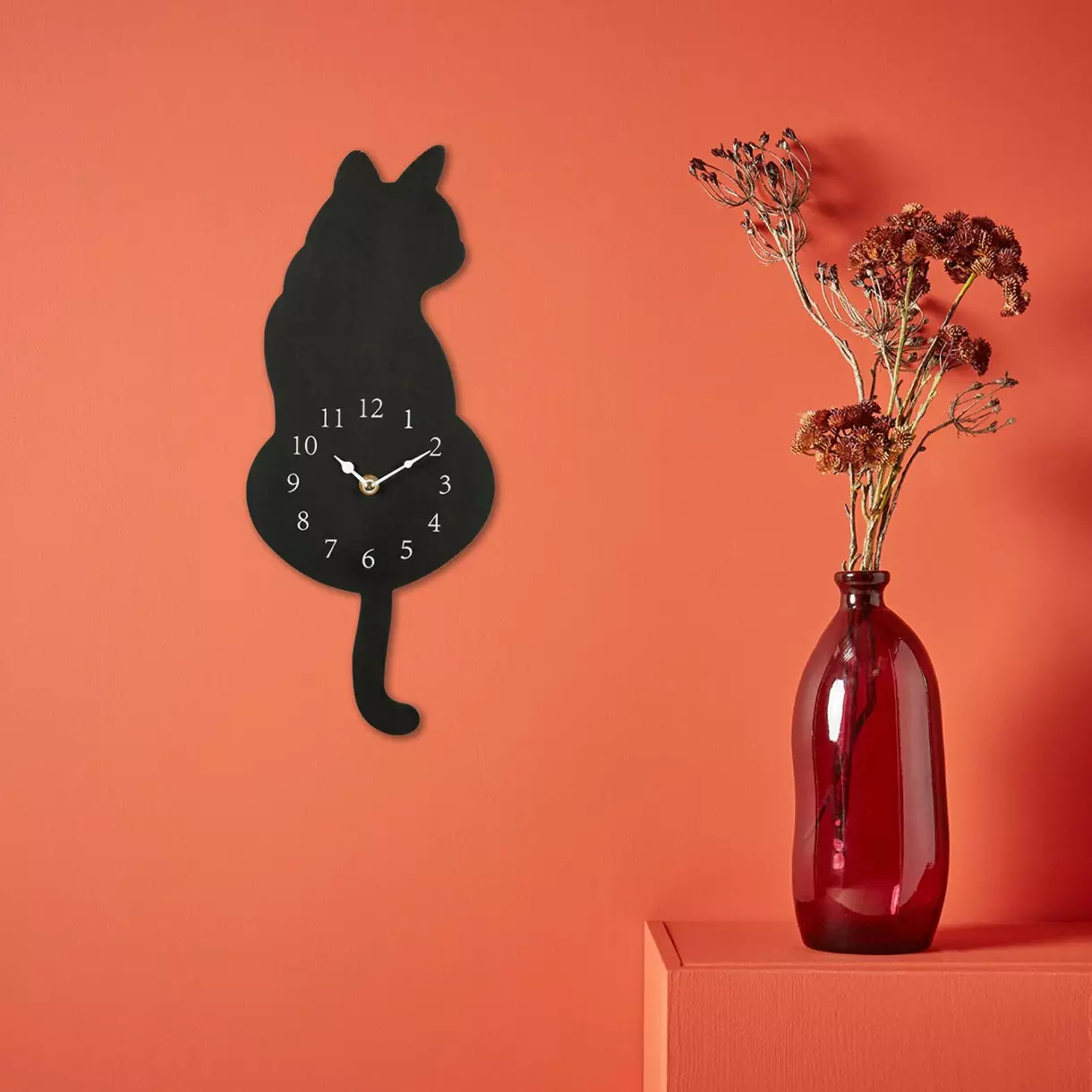 eminza Horloge murale déco (H40 cm) Chat Noir