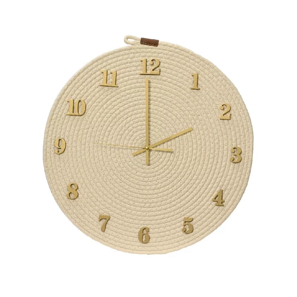 eminza Horloge murale en bois (D46 cm) Olly Beige