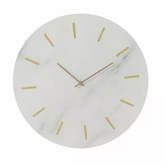 Eminza Horloge Murale En Bois (D51 Cm) Marbre Blanc