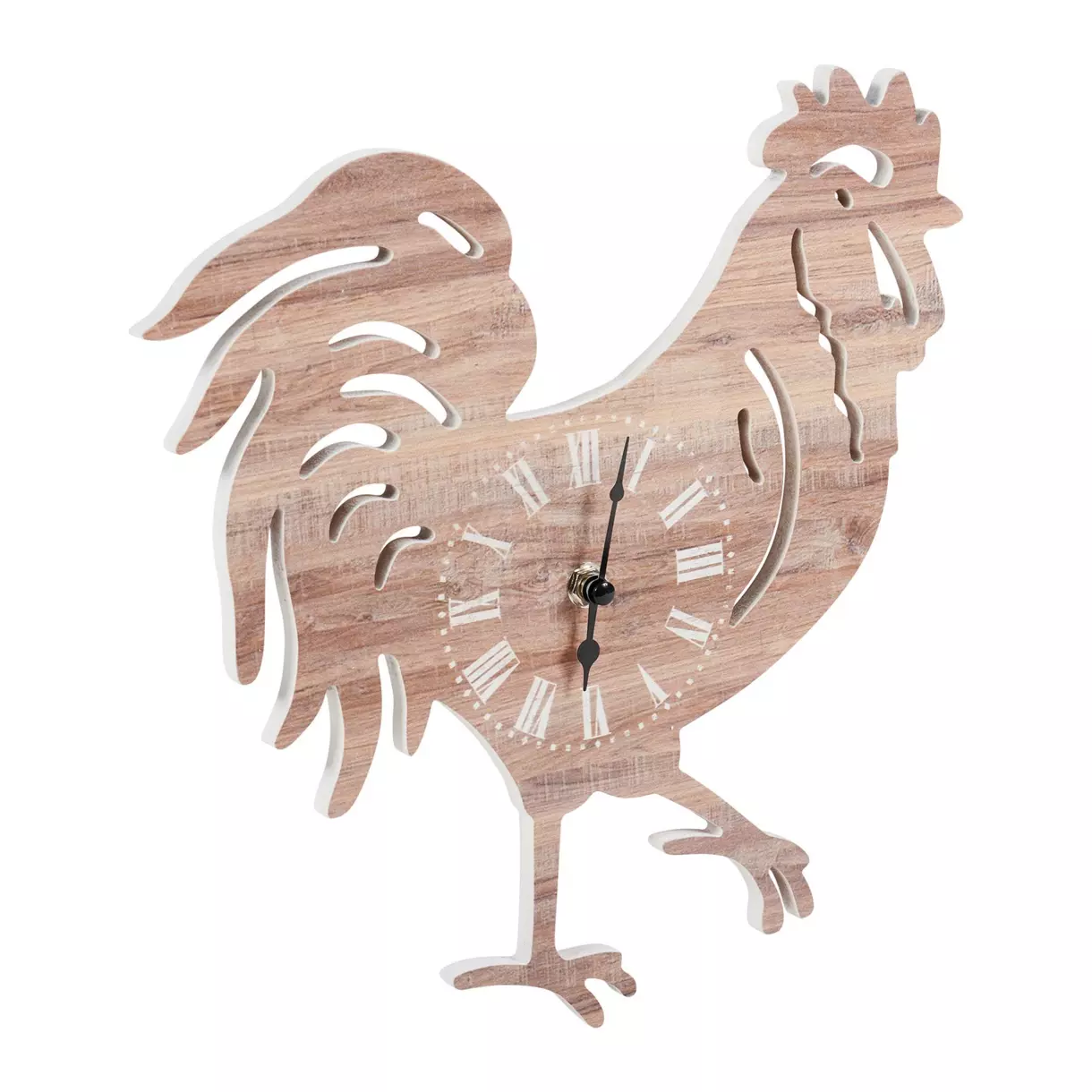 eminza Horloge murale en bois (H28 cm) Coq