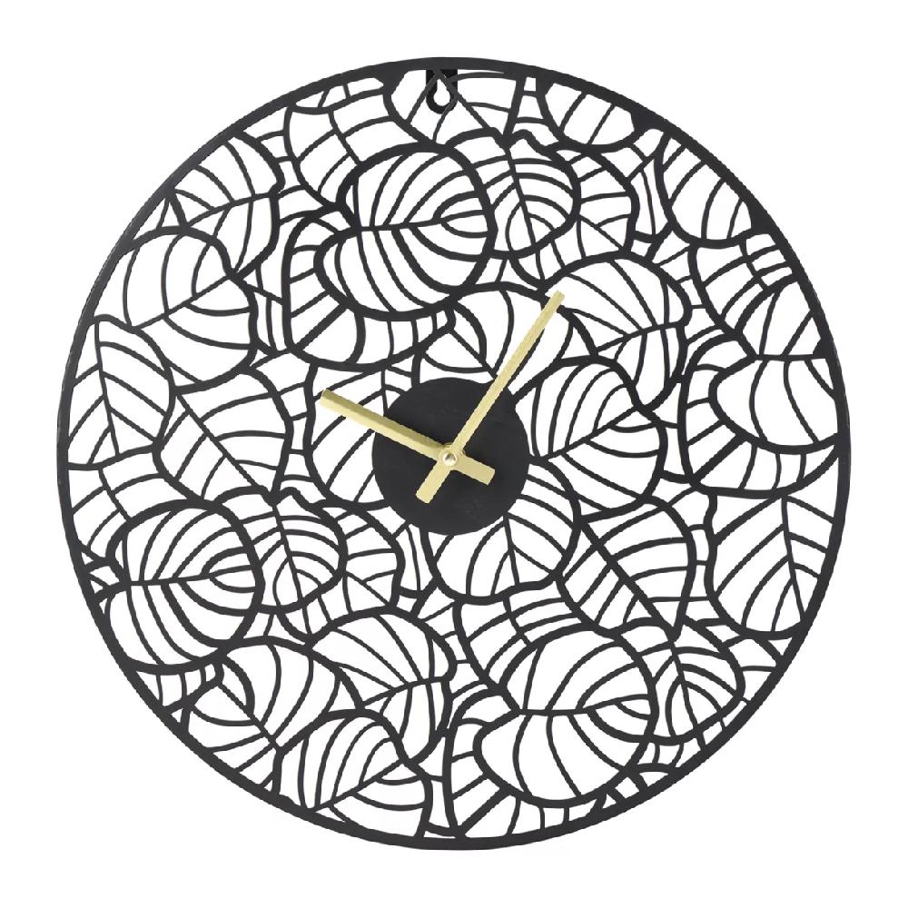 eminza Horloge murale métal (40 cm) Calathéa Noire