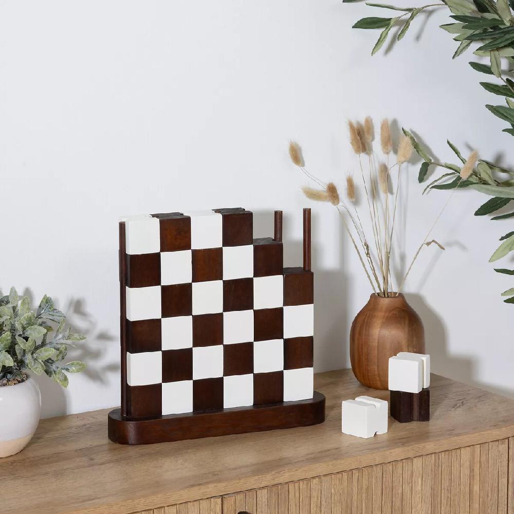 eminza Jeu Damier Bois (27 x 28 cm) Twist Marron