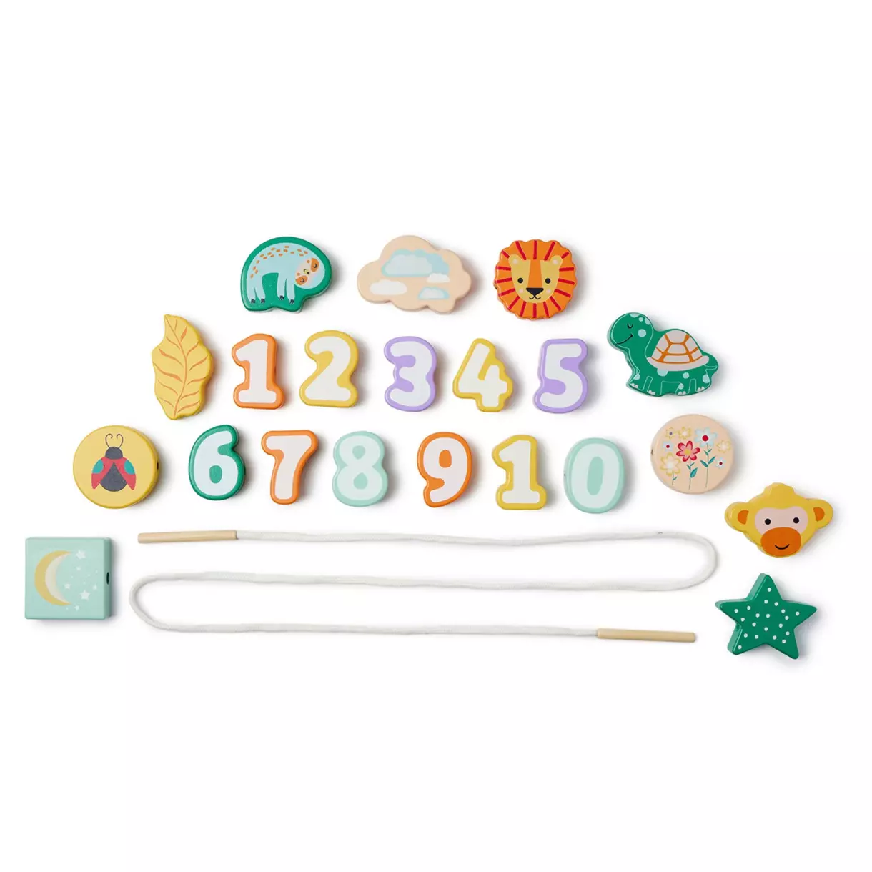 eminza Jeu de perles en bois Animaux Multicolore