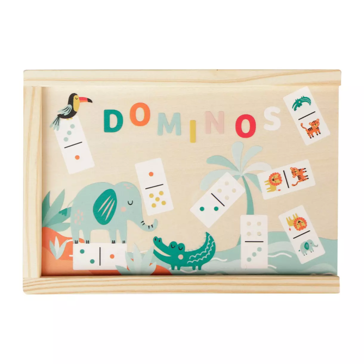 eminza Jeu Dominos bois Animaux Beige