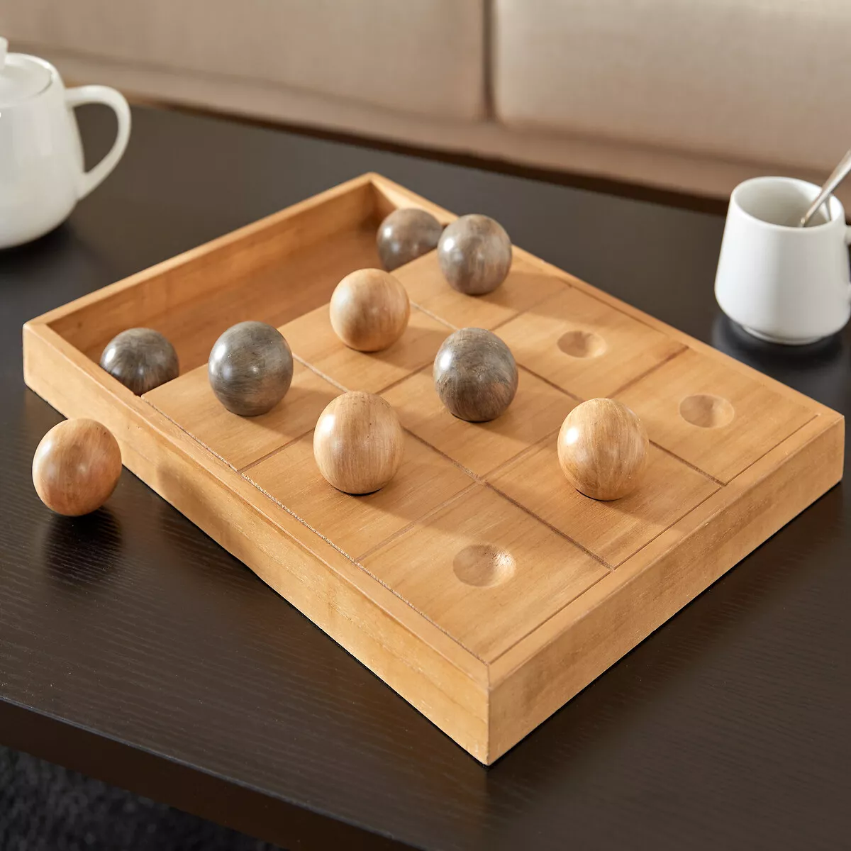 eminza Jeu Morpion Bois (40 x 30 cm) Jehan Marron