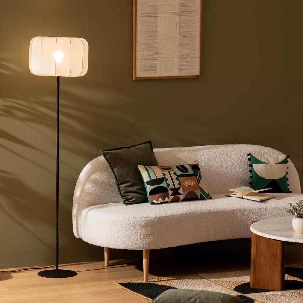 eminza Lampadaire en coton (150 cm) Tobie Noir