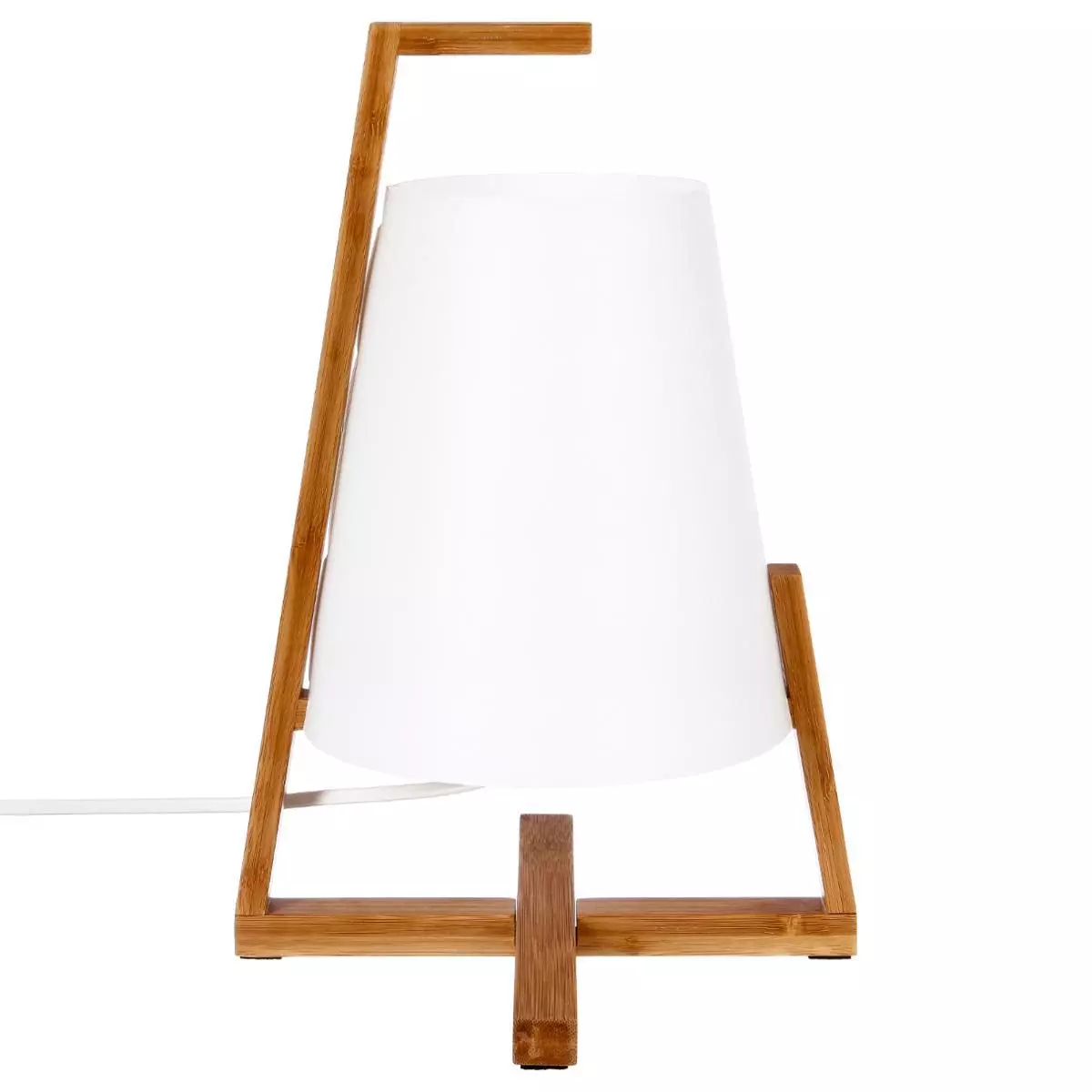 eminza Lampe à poser bois (H32 cm) Canis Blanche