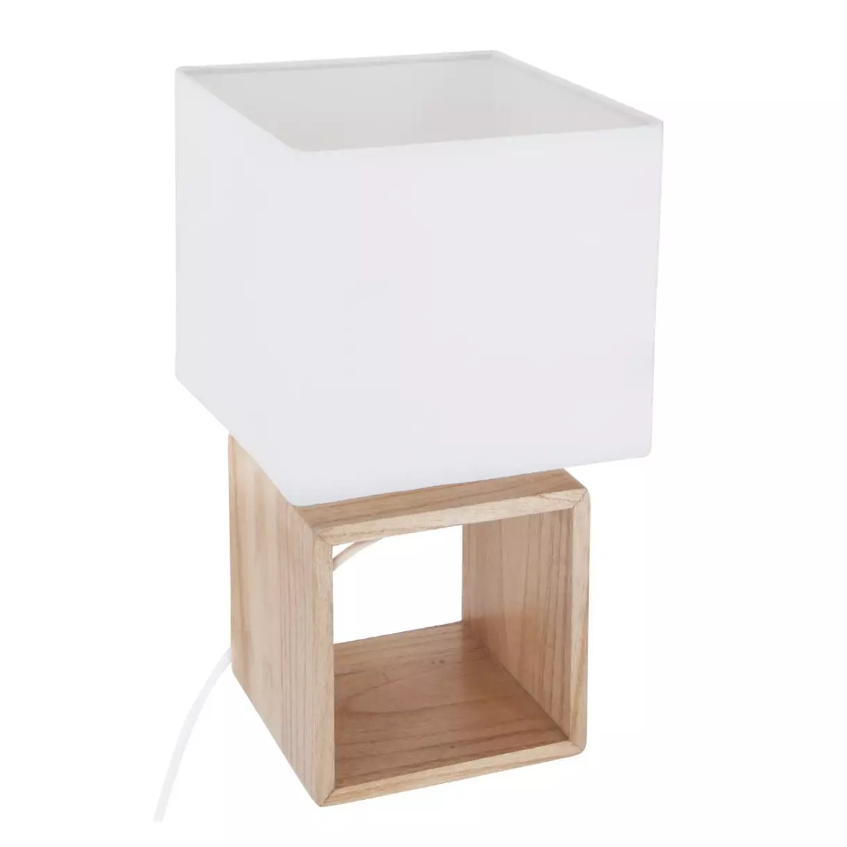 eminza Lampe à poser en bois (H32 cm) Kara Blanche