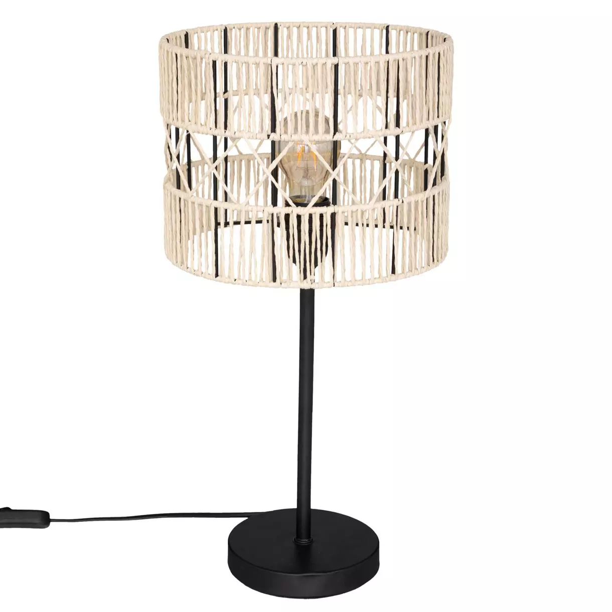 eminza Lampe à poser en corde (H47 cm) Cosy Beige