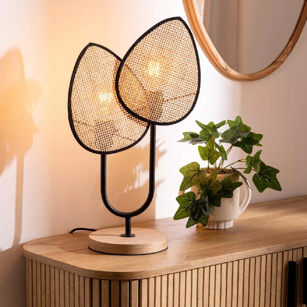 eminza Lampe à poser en rotin (H44 cm) Olme Beige