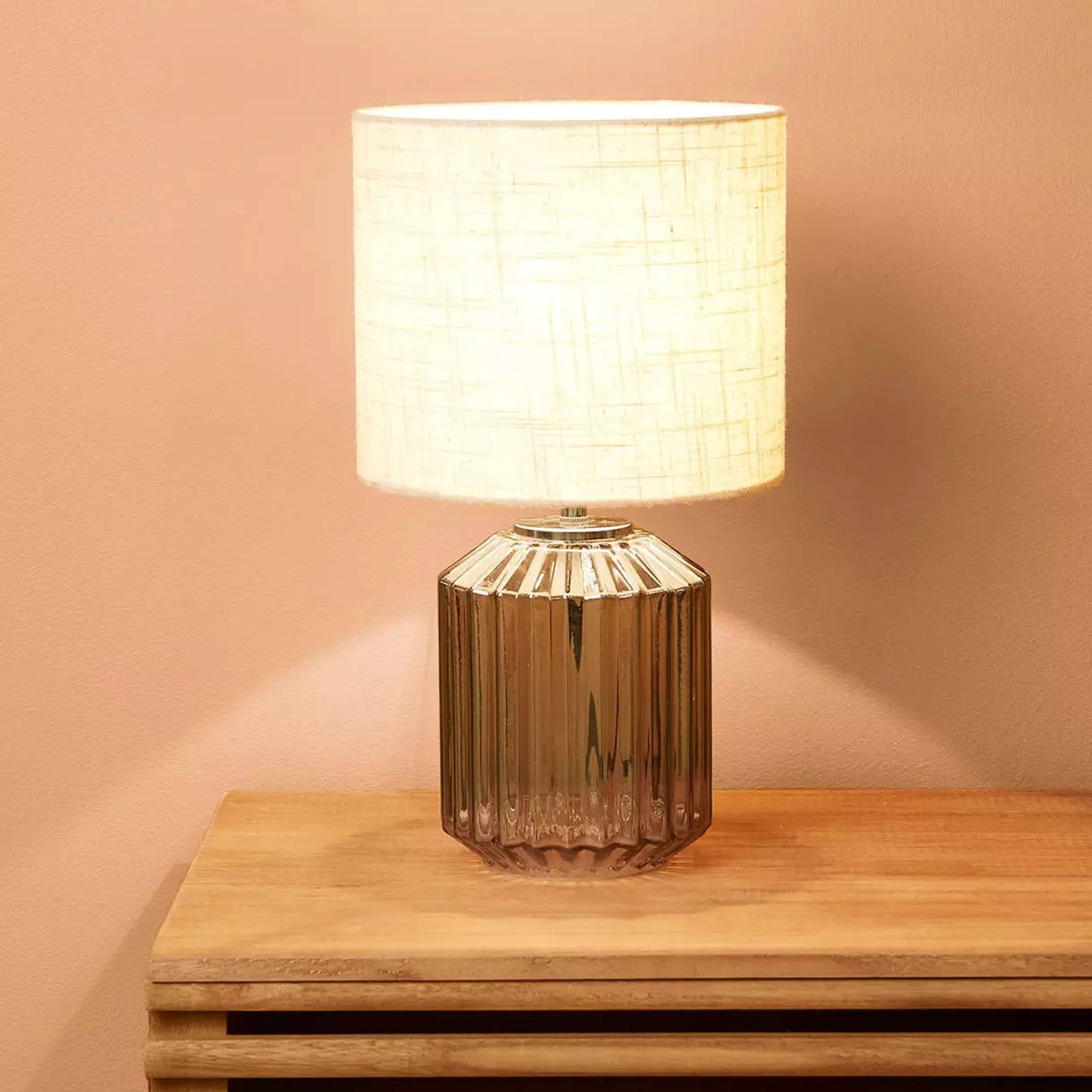 eminza Lampe à poser en verre (H35 cm) Cristal Grise