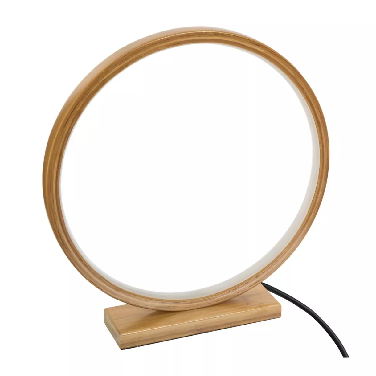 eminza Lampe à poser LED (H32 cm) Ronde Bois