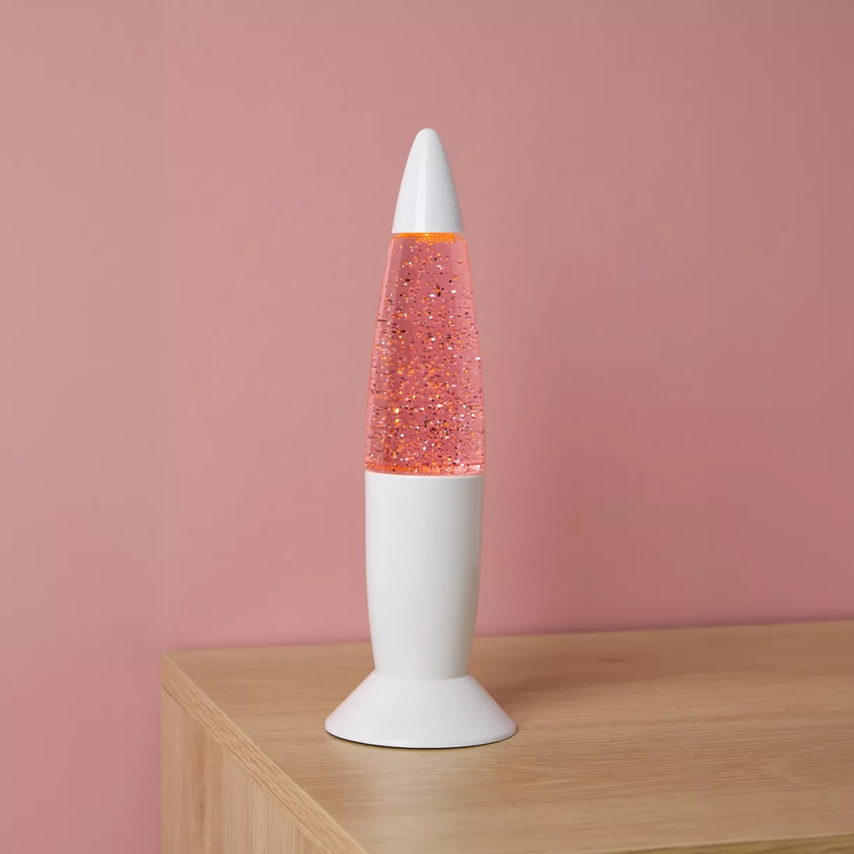 eminza Lampe lave enfant à paillettes (H19 cm) Rose