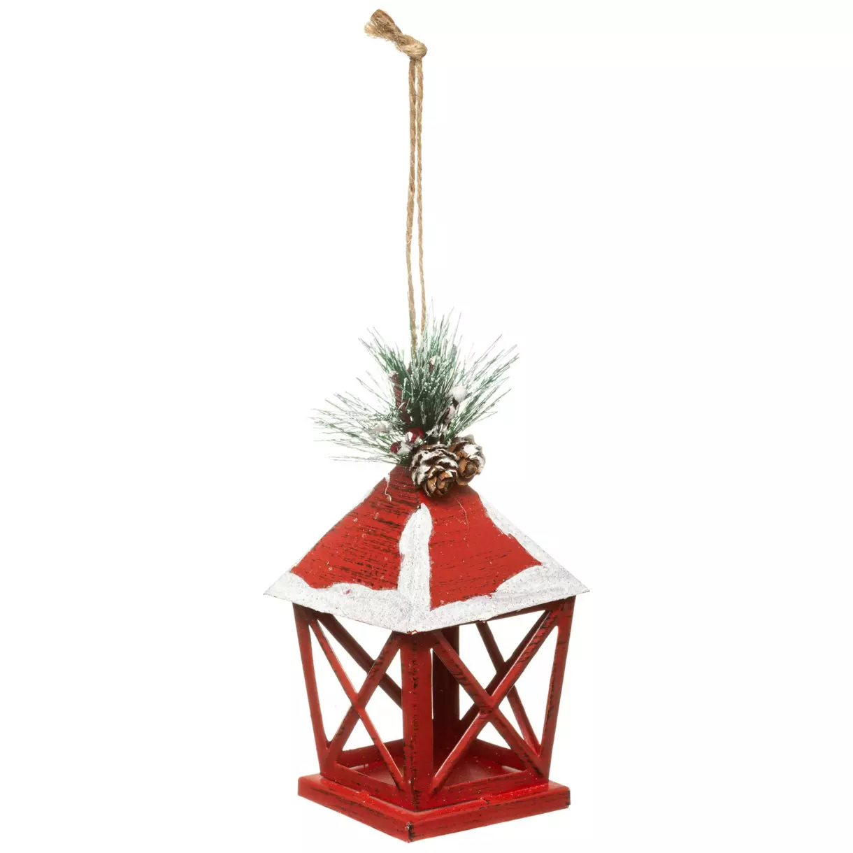 eminza Lanterne de Noël en métal (H12 cm) Rouge