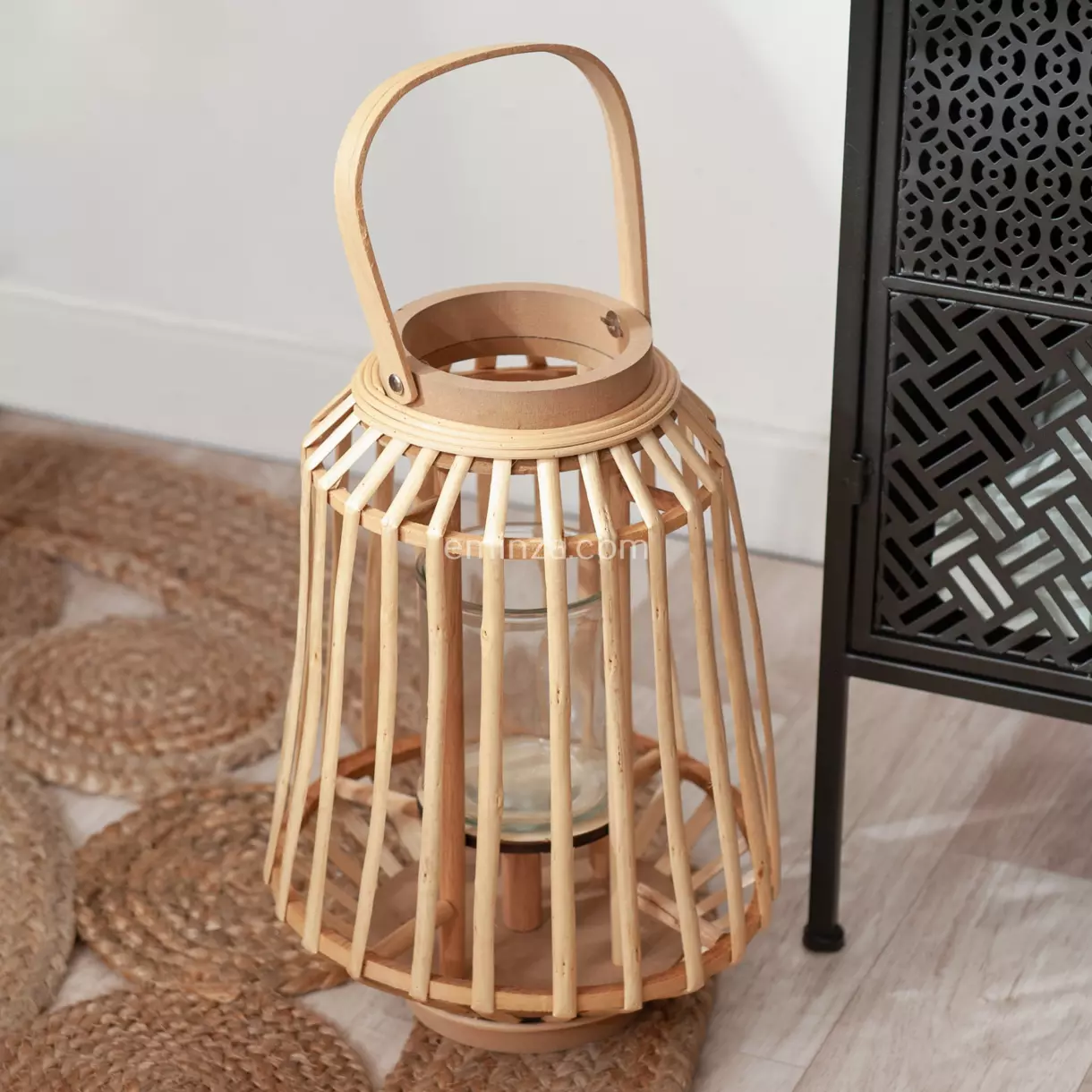 eminza Lanterne en rotin (H35 cm) Naturalys Beige