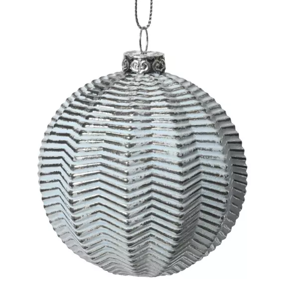 Eminza Lot De 12 Boules De Noël Onduly Argent