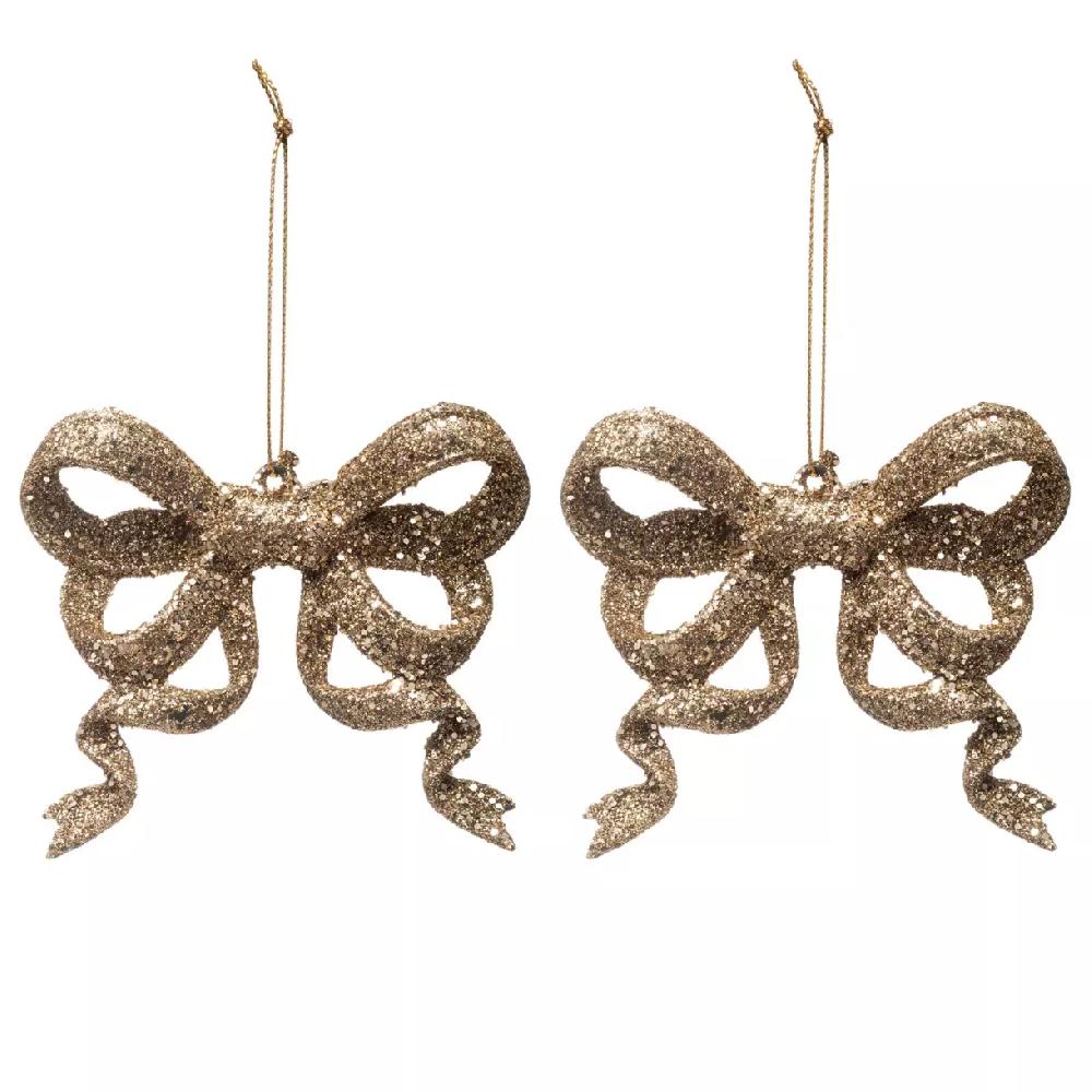 eminza Lot de 2 noeuds (H9 cm) Pailletés Or