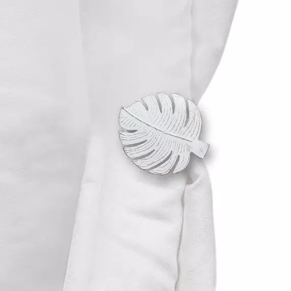 Eminza Lot De 2 Pinces Rideau Acapulco Blanc Et Or